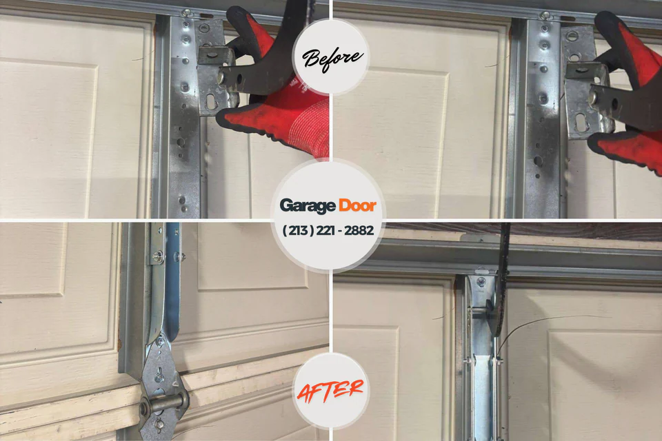 Before and after: garage door repair Troutman, NC